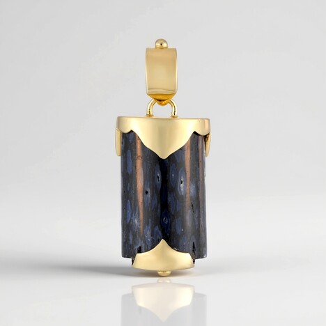 Ciondolo in argento con Legno di Palma pietrificato Jambi (Bali Barong)