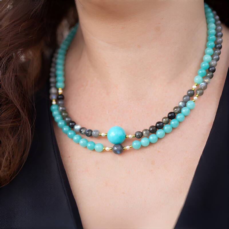 Amazonite Silver Necklace (Riya)