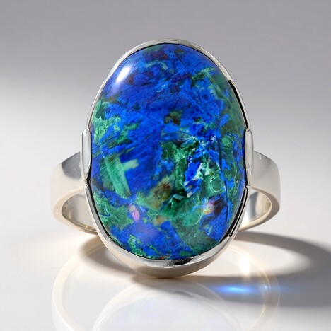 Anello in argento con Malachite Azzurrite (Bali Barong)