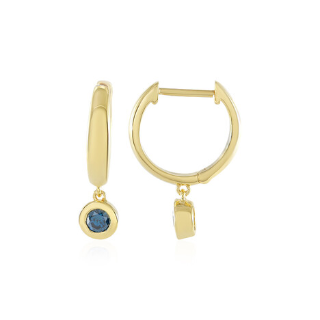 Blauer I2 Diamant-Silberohrringe