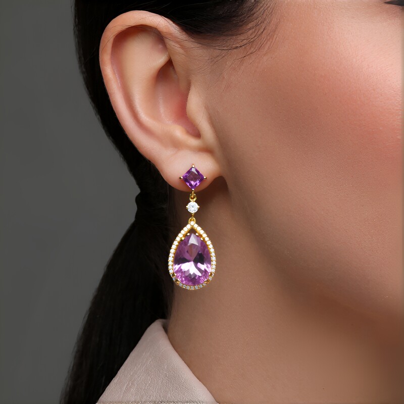Pendientes en plata con Fluorita púrpura