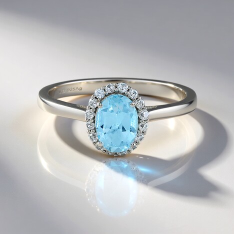 Bague en argent et Topaze bleu ciel