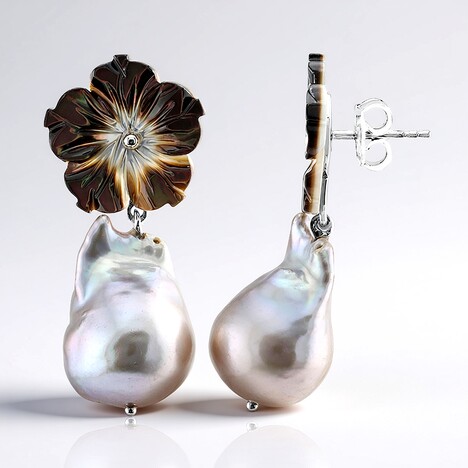 Orecchini in argento con Perla d'Acqua Dolce Argentata (TPC)