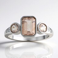 Anillo en plata con Morganita de Brasil