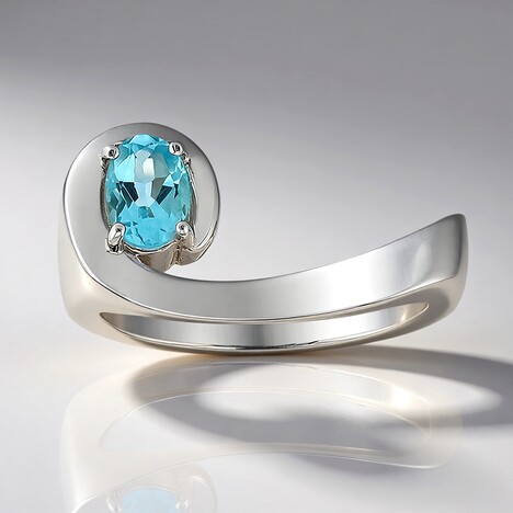 Bague en argent et Apatite bleue (Pallanova)