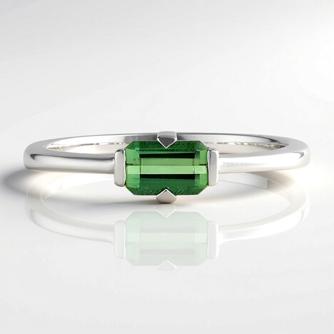 Anello in argento con Tormalina Verde di Benedito