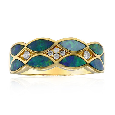 Lightning Ridge-Schwarzer Opal-Goldring (CIRARI)