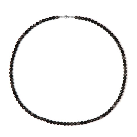 Collier en argent et Obsidienne argentée