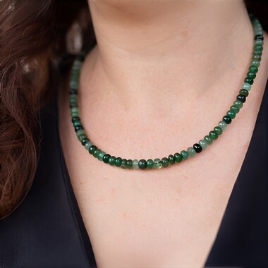Collana in argento con Quarzo Verde Fragola