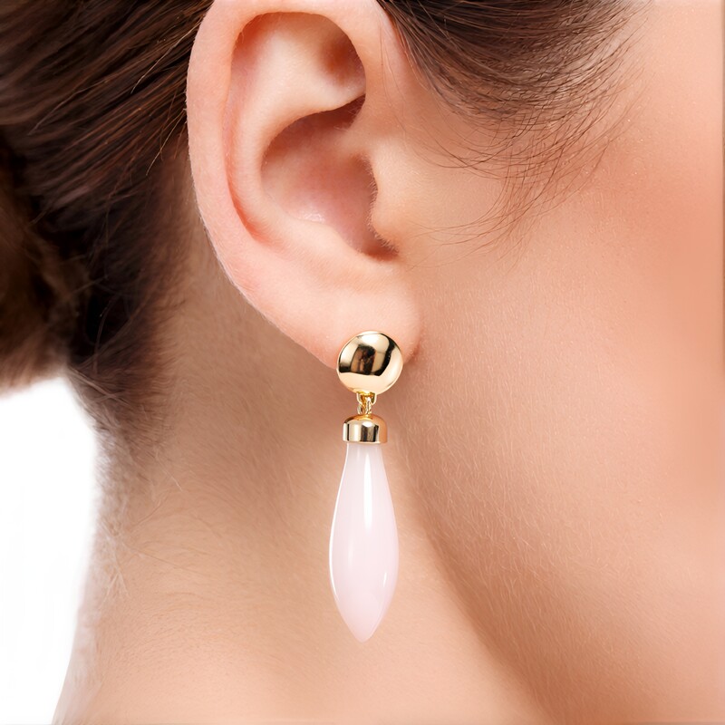 Rose Quartz Silver Earrings (MONOSONO COLLECTION)