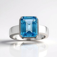 Bague en argent et Topaze bleu Suisse (Pallanova)
