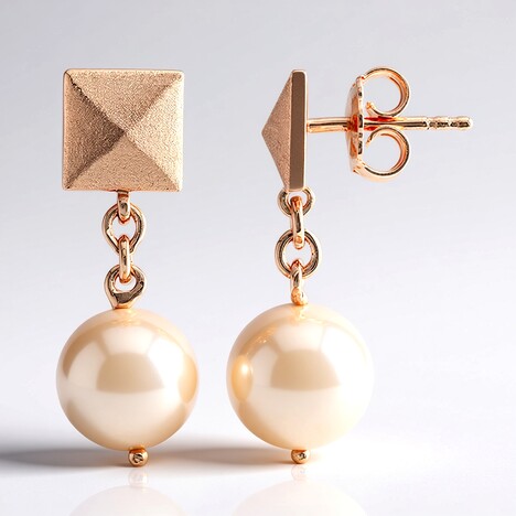 Orecchini in argento con Perla Ming color Pesca (TPC)