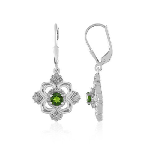 Pendientes en plata con Diópsido de Rusia
