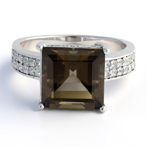 Anello in argento con Quarzo Fumè