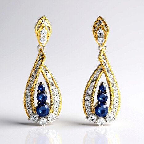 Orecchini in argento con Zaffiro Blu (Gems en Vogue)