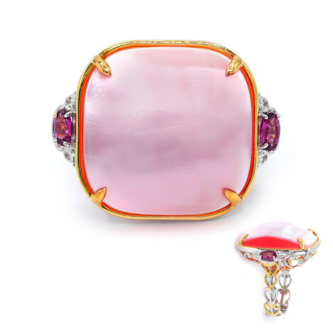 Pinkfarbene Mabe-Perlen-Silberring (Gems en Vogue)