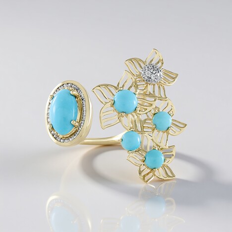 Anello in oro con Turchese Sleeping Beauty (Ornaments by de Melo)