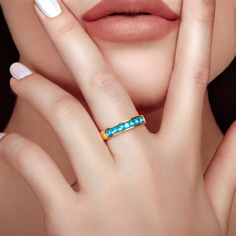 Anello in argento con Apatite Blu Neon