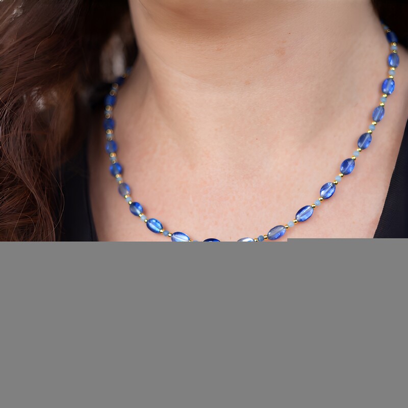 Zilveren halsketting met Braziliaanse Aquamarijnen