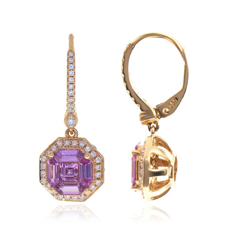 Pinkfarbener Saphir-Goldohrringe (CIRARI)