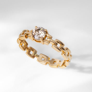 Anillo en oro con Diamante chocolate I2