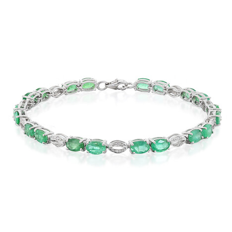 Brazalete en plata con Esmeralda de Zambia