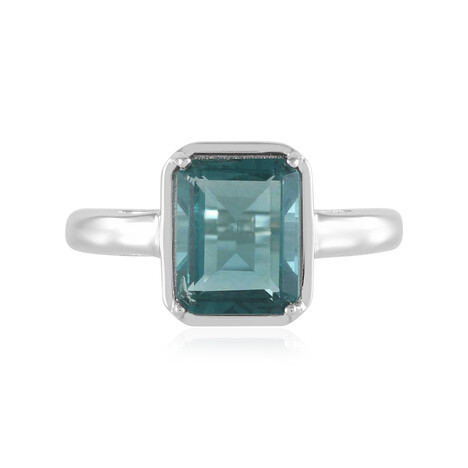 Bague en argent et Fluorite bleu pétrole