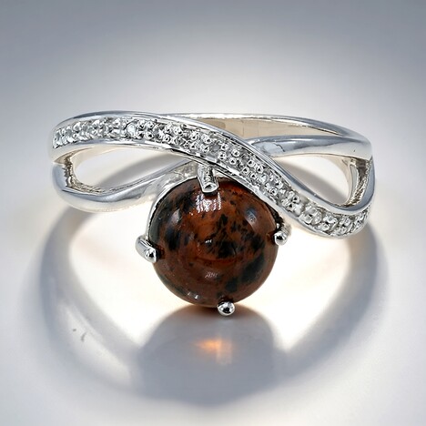 Anello in argento con Ossidiana Mogano