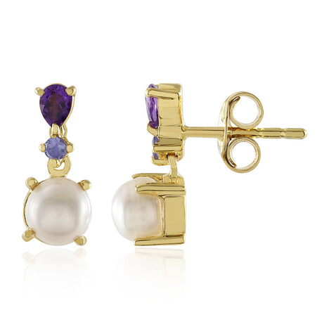 Weiße Süßwasserzuchtperlen-Silberohrringe