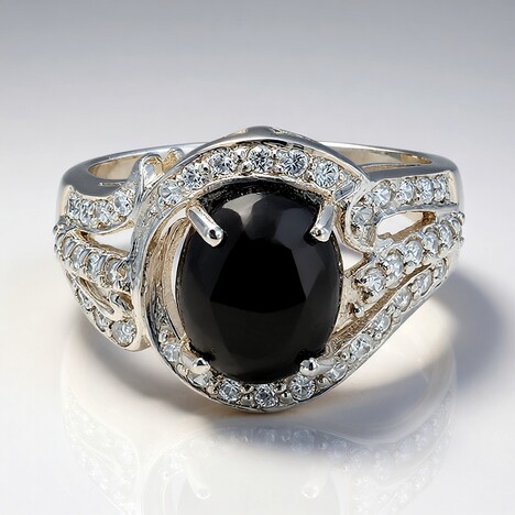 Anello in argento con Ossidiana Fiocco di Neve