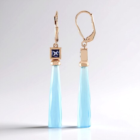 Orecchini in argento con Calcedonio Blu (KM by Juwelo)