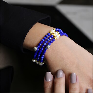 Brazalete en acero con Hematita dorada (Riya)