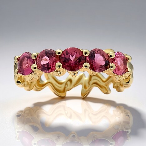 Bague en or et Rubellite AAA du Brésil (de Melo)