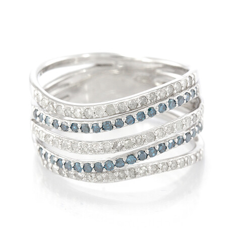 Blauer Diamant-Silberring