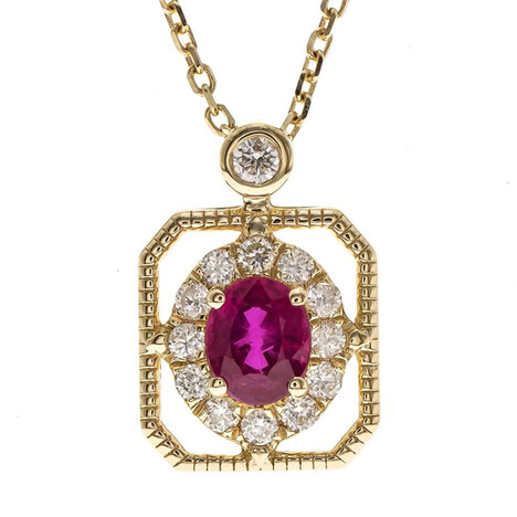 Gouden halsketting met een AAA Mozambique robijn (CIRARI)