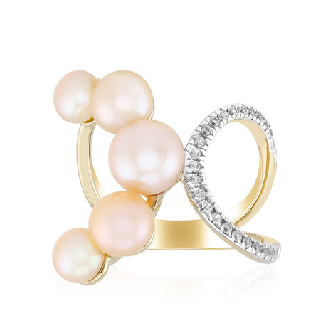 Peach Freshwater Pearl Silver Ring (TPC)