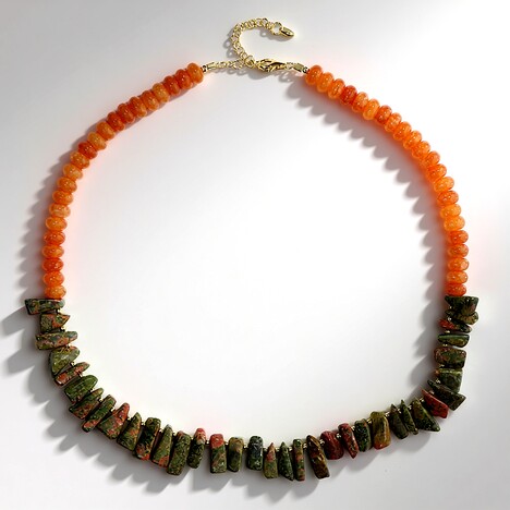 Collana in argento con Unakite (Riya)