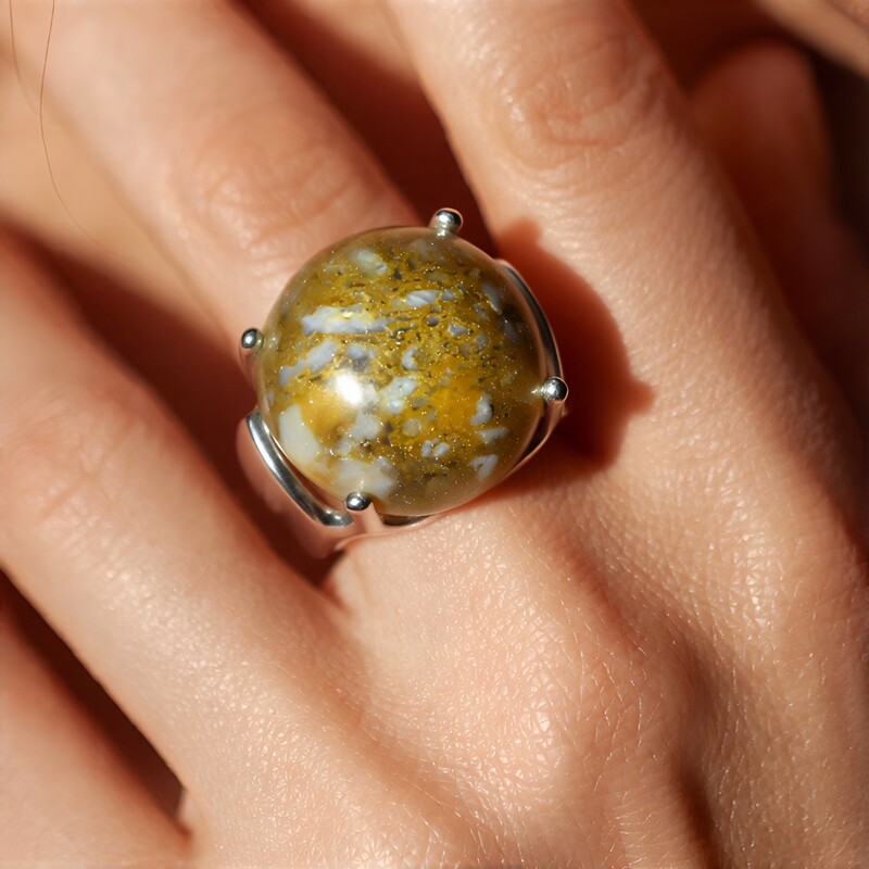 Dinosaurier-Quarz-Silberring