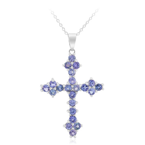 Tansanit-Silberhalskette