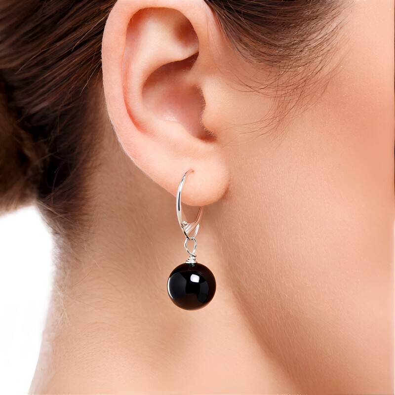 Silberglanz-Obsidian-Silberohrringe