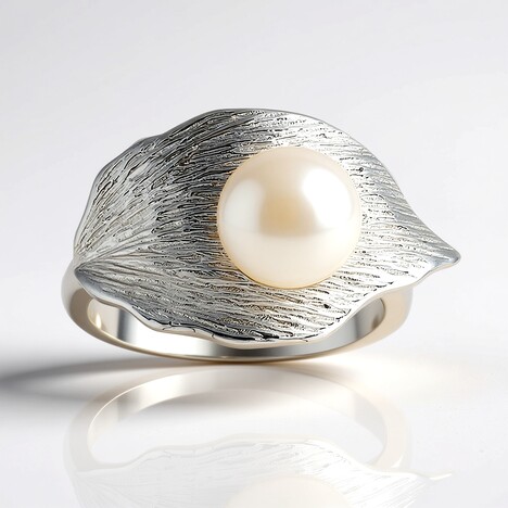 Anello in argento con Perla d'Acqua Dolce Bianca (Michelle Albala)