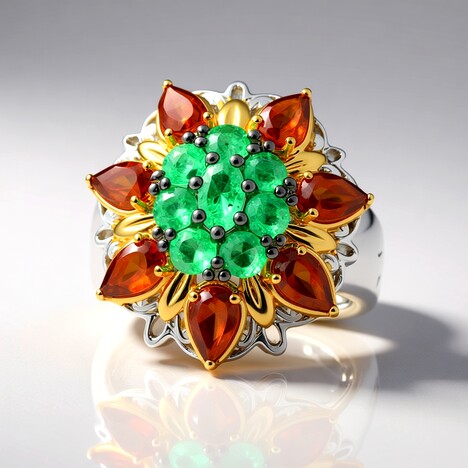 Anello in argento con Smeraldo Zambia (Gems en Vogue)