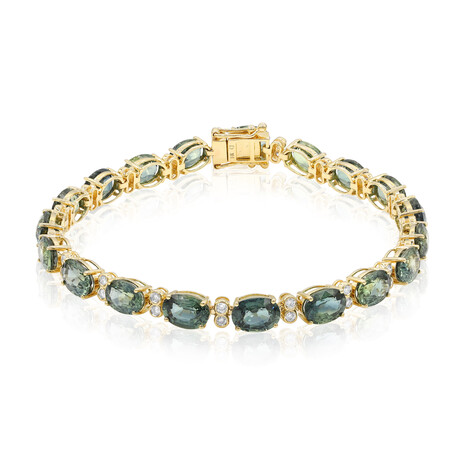 Petrolfarbener Saphir-Goldarmband (CIRARI)