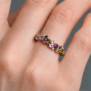 Fancy Tourmaline Silver Ring