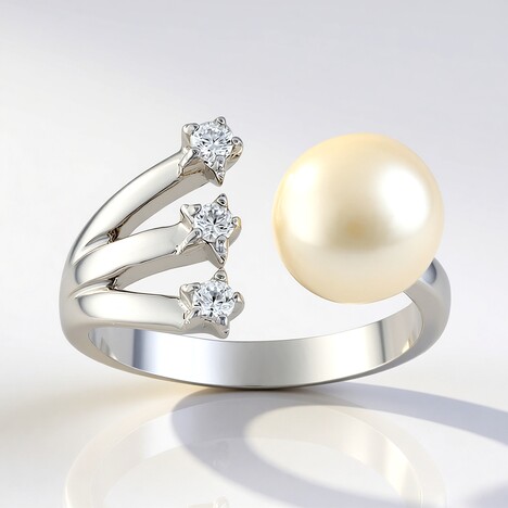 Anello in argento con Perla d'Acqua Dolce Bianca (TPC)