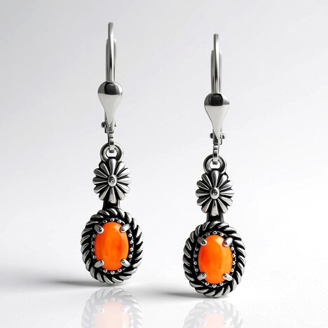 Orecchini in argento con Conchiglia di Ostrica Spinosa Arancione (Desert Chic)