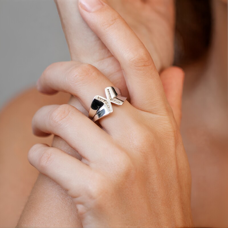 Bague en argent et Diamant champagne I2 (de Melo Essence)