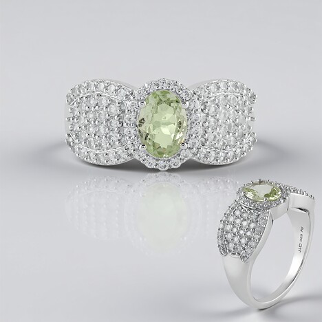 Anello in argento con Granato Menta Merelani