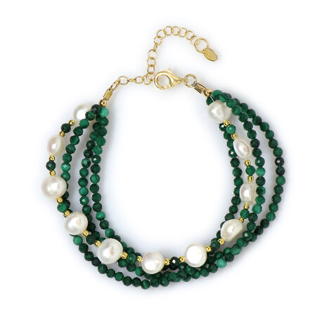 Brazalete en plata con Malaquita (Riya)