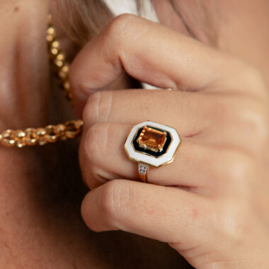 Bague en argent et Citrine Madère (M de Luca)